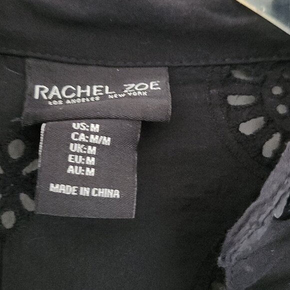 RACHEL ZOE | 100% cotton eyelet shirt dress tunic black sz M - Picture 5 of 7